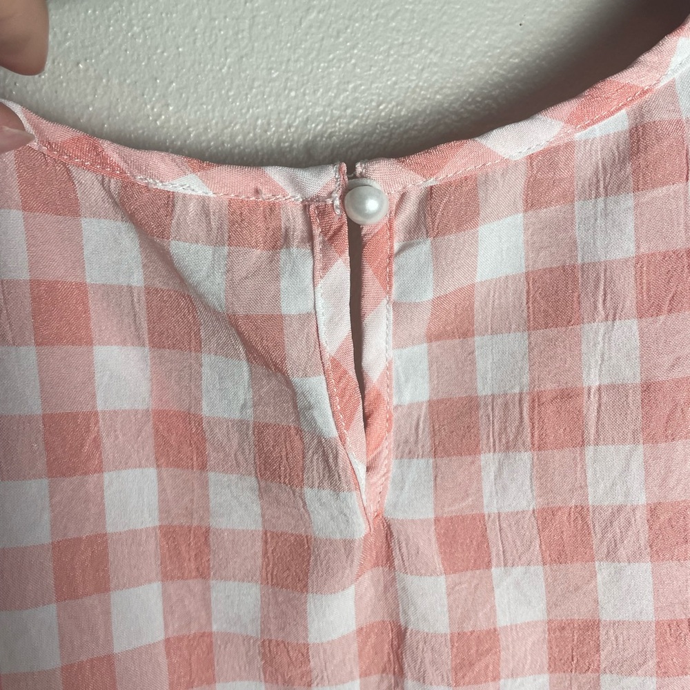 Pink Checkered Ruffle Sleeve Top - Picture 4 of 6